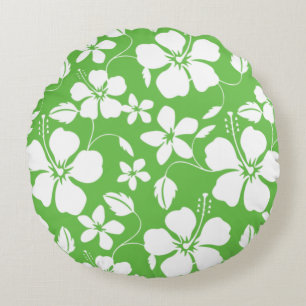 HAWAIIAN HULA (HIBISCUS) LIMETTE RUNDES KISSEN
