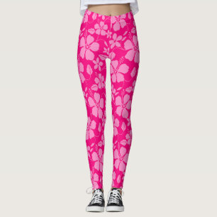 HAWAIIAN HULA (HIBISCUS) ROSA GUAVE LEGGINGS