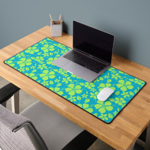 HAWAIIAN HULA (HIBISCUS) TEAL LIME SCHREIBTISCHUNTERLAGE