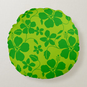 HAWAIIAN HULA (HIBISCUS) ZITRONENLIMETTE RUNDES KISSEN