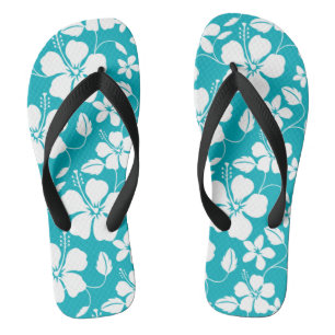 HAWAIIAN HULA (HIBISKUS) AQUAMARIN FLIP FLOPS