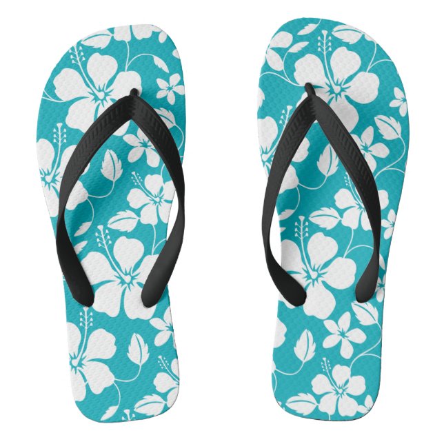 HAWAIIAN HULA (HIBISKUS) AQUAMARIN FLIP FLOPS (Fußbett)