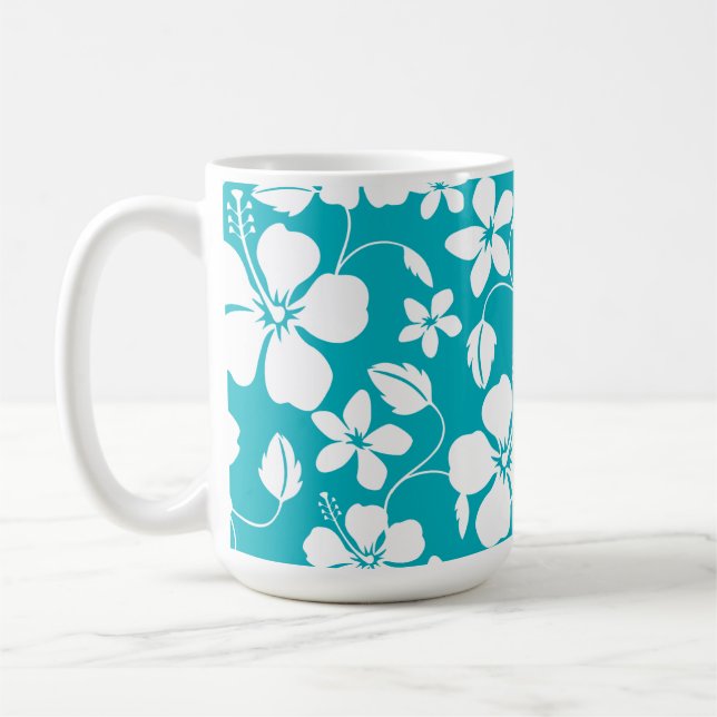 HAWAIIAN HULA (HIBISKUS) AQUAMARIN KAFFEETASSE (Links)