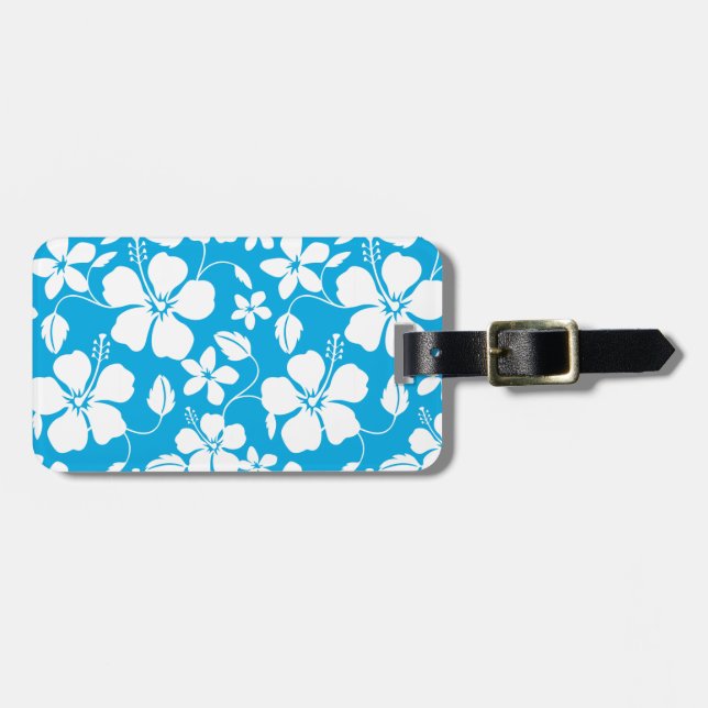 HAWAIIAN HULA (HIBISKUS) BLAUE LUGGAGE TAG GEPÄCKANHÄNGER (Vorderseite horizontal)