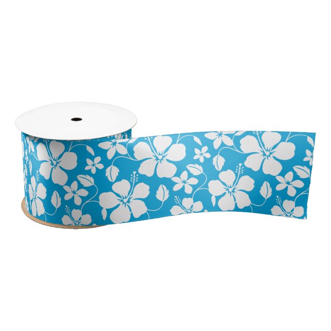 HAWAIIAN HULA (HIBISKUS) BLAUE SATIN RIBBON SATINBAND (Spule)