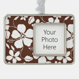 HAWAIIAN HULA (HIBISKUS) BROWN Rahmen-Ornament SILBER