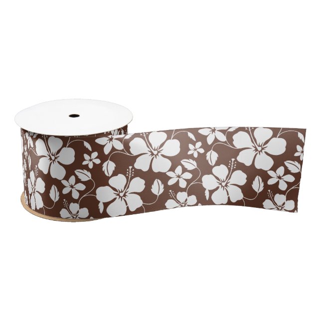 HAWAIIAN HULA (HIBISKUS) BROWN SATIN RIBBON SATINBAND (Spule)