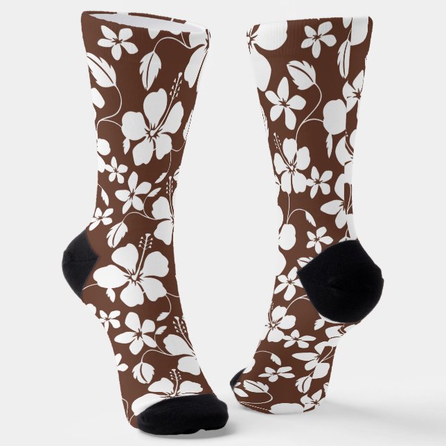 HAWAIIAN HULA (HIBISKUS) BROWN SOCKEN (Gewinkelt)