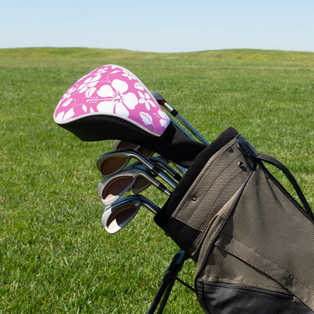 HAWAIIAN HULA (HIBISKUS) FLAMINGO PINK GOLF HEADCOVER (In SItu)