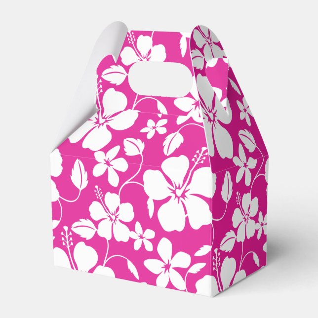 HAWAIIAN HULA (HIBISKUS) HOT PINK FAVOR BOX GESCHENKSCHACHTEL (Vorderseite)