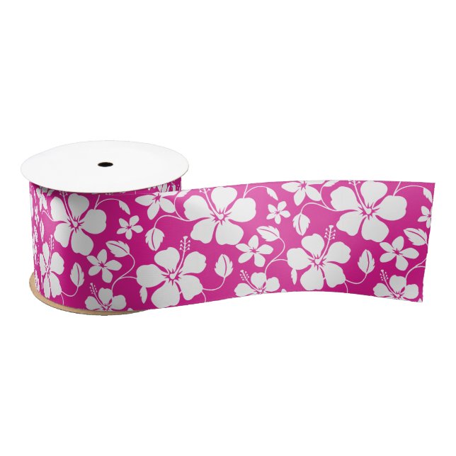 HAWAIIAN HULA (HIBISKUS) HOT PINK SATIN RIBBON SATINBAND (Spule)