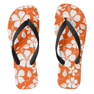 HAWAIIAN HULA (HIBISKUS) ORANGE FLIP FLOPS