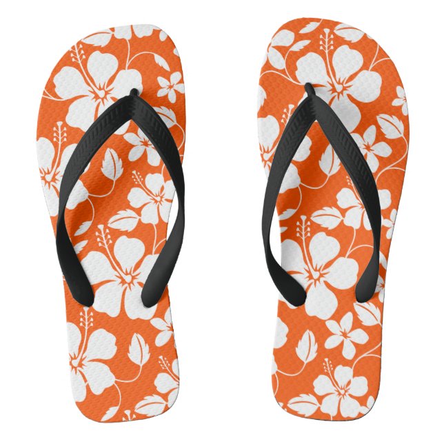 HAWAIIAN HULA (HIBISKUS) ORANGE FLIP FLOPS (Fußbett)