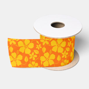HAWAIIAN HULA (HIBISKUS) ORANGE MISCHUNG SATINBAND