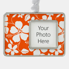 HAWAIIAN HULA (HIBISKUS) ORANGE Rahmen-Ornament SILBER