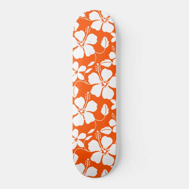 HAWAIIAN HULA (HIBISKUS) ORANGE SKATEBOARD (Vorderseite)