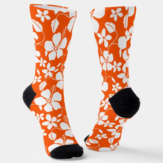 HAWAIIAN HULA (HIBISKUS) ORANGE SOCKEN (Gewinkelt)