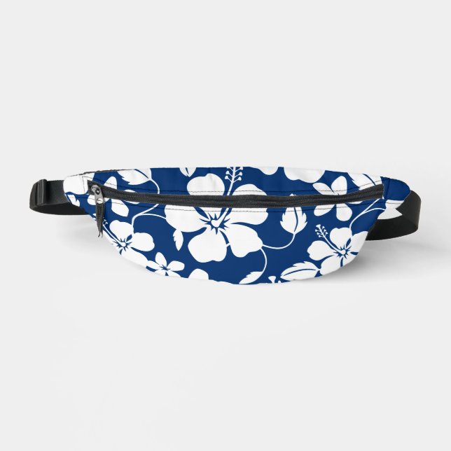 HAWAIIAN HULA (HIBISKUS) PATTER IN NAVY BLUE BAUCHTASCHE (Vorderseite)
