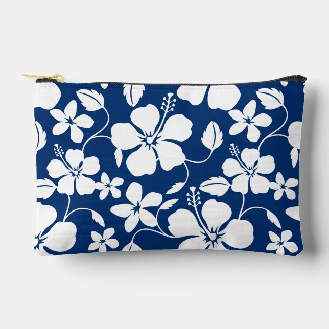 HAWAIIAN HULA (HIBISKUS) PATTER IN NAVY BLUE ZUBEHÖRTASCHE (Vorderseite)