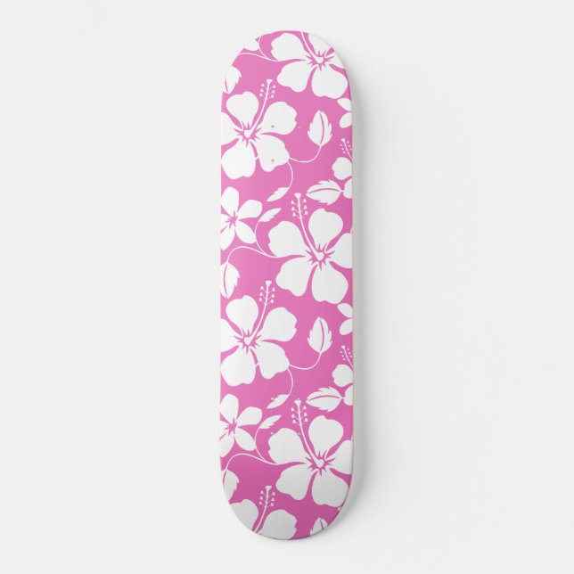 HAWAIIAN HULA (HIBISKUS) PINK SKATEBOARD (Vorderseite)