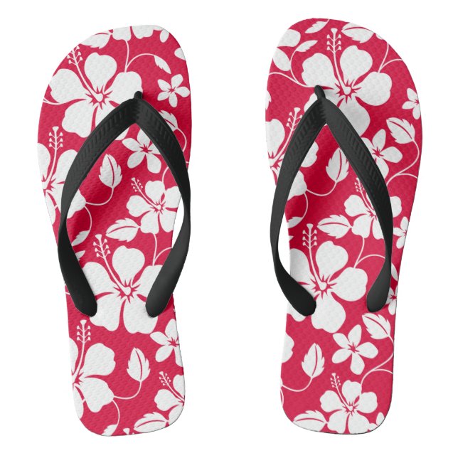 HAWAIIAN HULA (HIBISKUS) RED FLIP FLOPS (Fußbett)