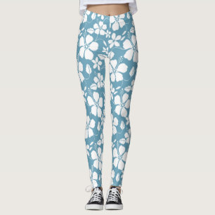 HAWAIIAN HULA (HIBISKUS) SCHIEFERBLAU LEGGINGS
