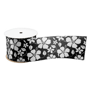 HAWAIIAN HULA (HIBISKUS) SCHWARZE SATIN RIBBON SATINBAND