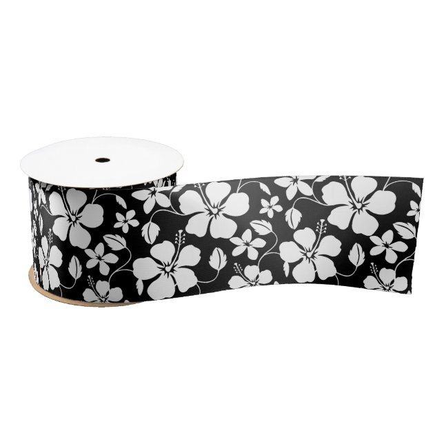 HAWAIIAN HULA (HIBISKUS) SCHWARZE SATIN RIBBON SATINBAND (Spule)