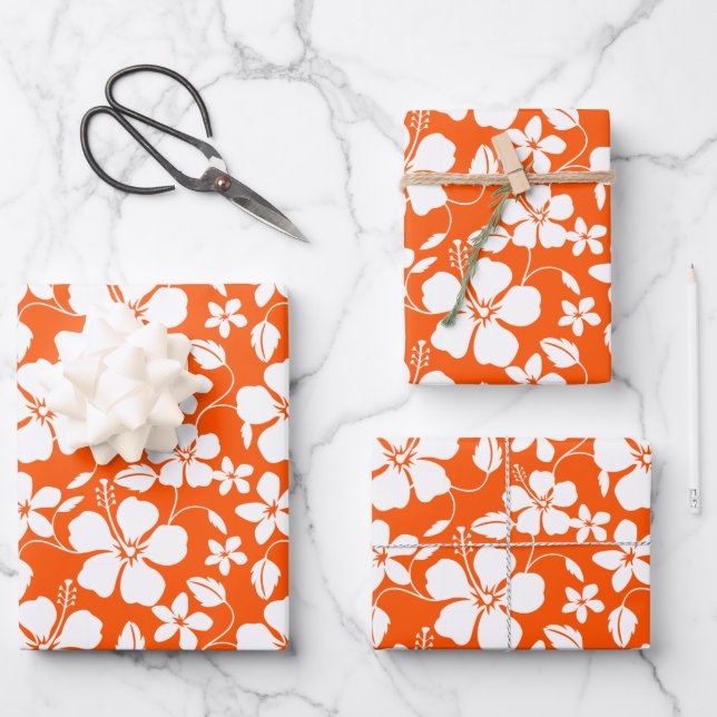 HAWAIIAN HULA (ORANGE) GESCHENKPAPIER SET (Vorderseite)