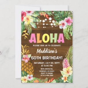 Hawaiian Invite Tropical Aloha Birthday Einladung