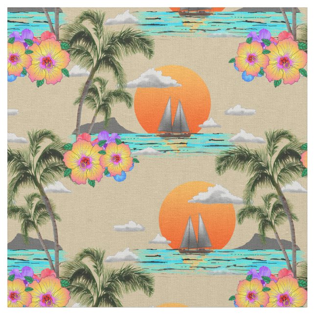 Hawaiian Island Beach Sunset Stoff (Nahaufnahme)
