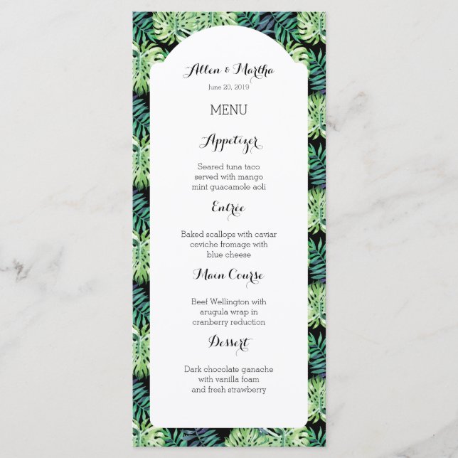 Hawaiian Island Beach Wedding Menu Menükarte (Vorderseite)