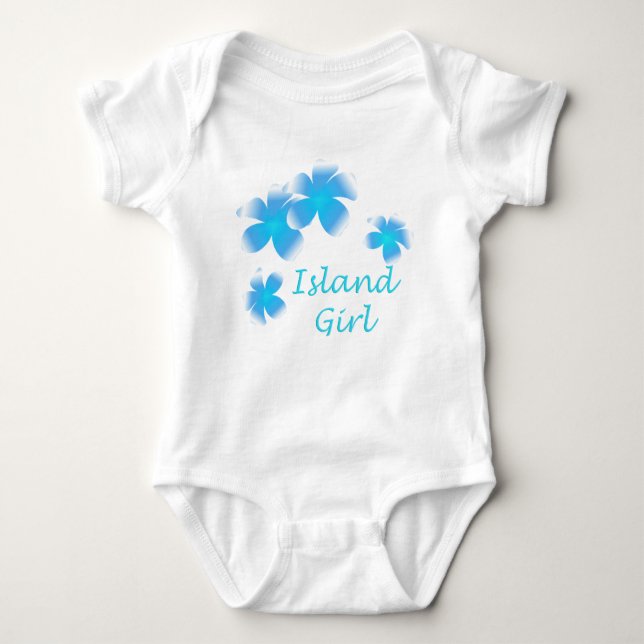 Hawaiian Island Girl Tropical Floral Aqua Säugling Baby Strampler (Vorderseite)