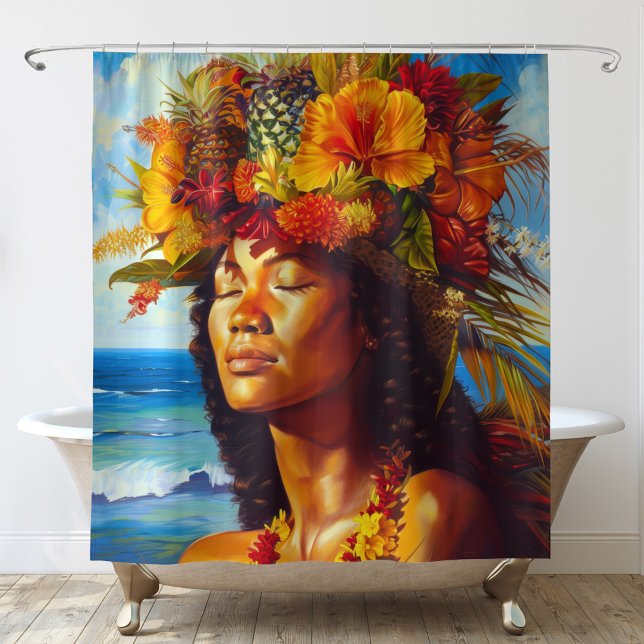 Hawaiian Island Goddess Tropical Duschvorhang (Von Creator hochgeladen)