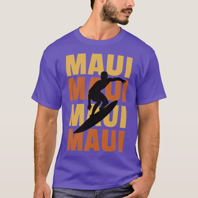 Hawaiian Islands Surf Style Surfstrand Druck T-Shirt (Vorderseite)