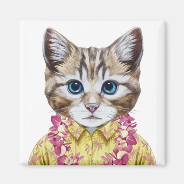 Hawaiian Kitty Cat Magnet (Vorne)