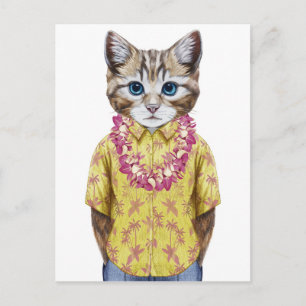 Hawaiian Kitty Cat Postkarte