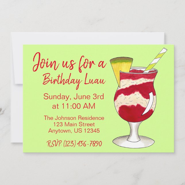 Hawaiian Lava Flow Cocktail Luau Island Party Einladung (Vorderseite)