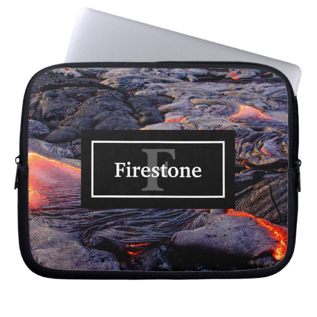 Hawaiian Lava Flow mit Ihrem Namen und Monogramm Laptopschutzhülle (Vorderseite)