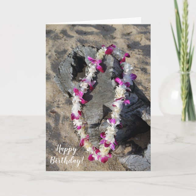 Hawaiian Lei auf der Beach Birthday Card Karte (Vorderseite)