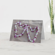Hawaiian Lei Hearts im Sand-Jubiläumskarte