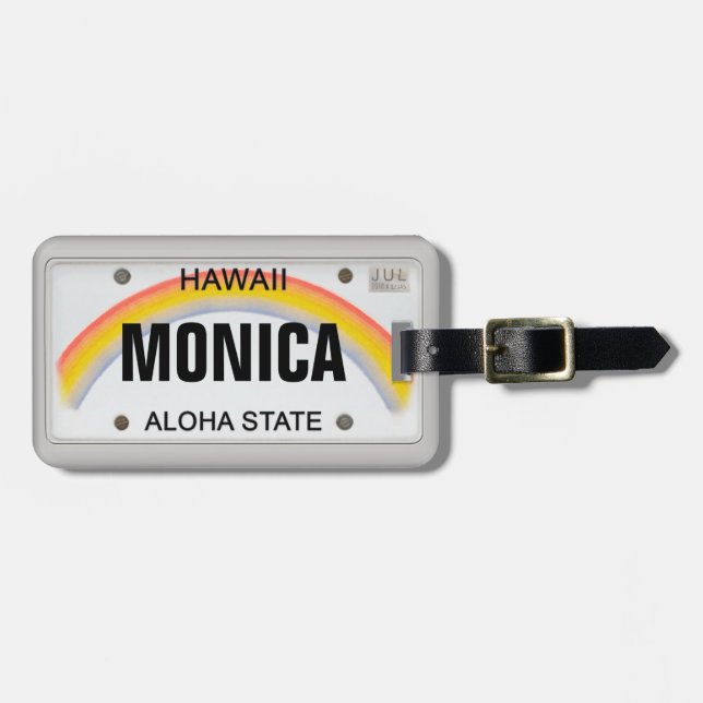 Hawaiian License Plate mit Ihrem Namen Gepäckanhänger (Vorderseite horizontal)