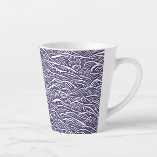 Hawaiian Linocut Waves and Surf Milchtasse