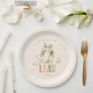 Hawaiian Luau 16 . Geburtstag Mocktail ID1092 Pappteller