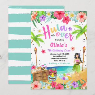 Hawaiian Luau Birthday Party Tropical Birthday Einladung