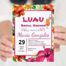 Hawaiian Luau Bridal Dusche Einladung