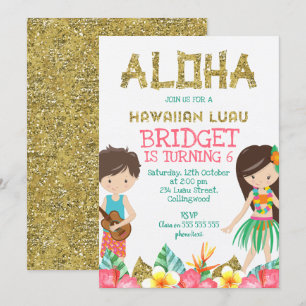 Hawaiian Luau Geburtstagsparty Einladung