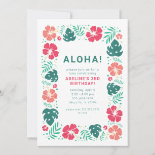 Hawaiian Luau Geburtstagsparty Einladungen 