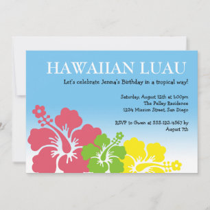 Hawaiian Luau Hibiskus Blume tropische Insel Einladung