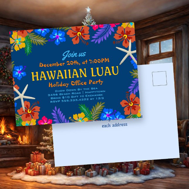 Hawaiian Luau Holiday Office Party Hibiskus Postkarte (Von Creator hochgeladen)